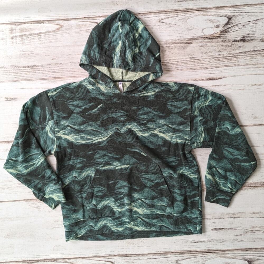 Fabletics Esmi Pullover Hoodie Crystal Waves Green Print Sz Small